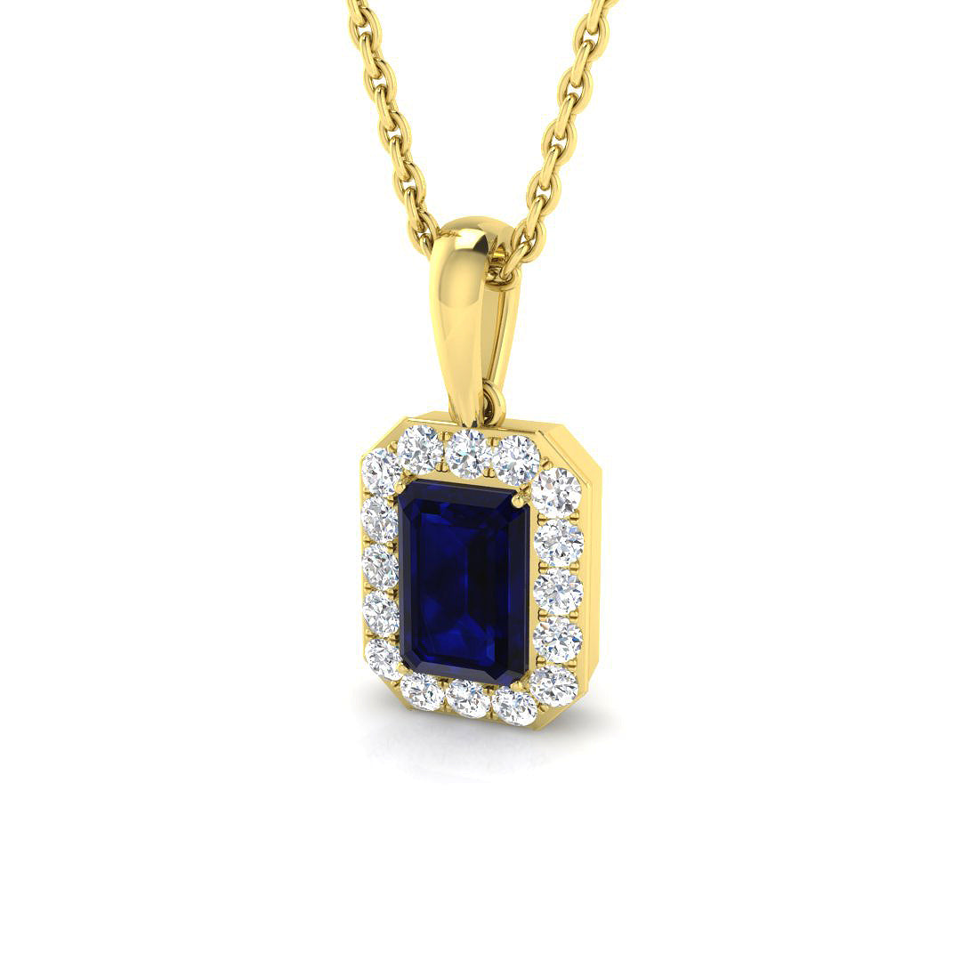 9ct Yellow Gold 0.92ct Blue Sapphire Pendant