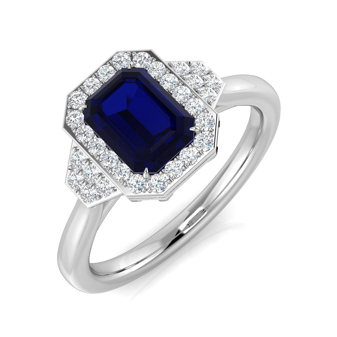 Platinum 1.41ct Blue Sapphire Ring