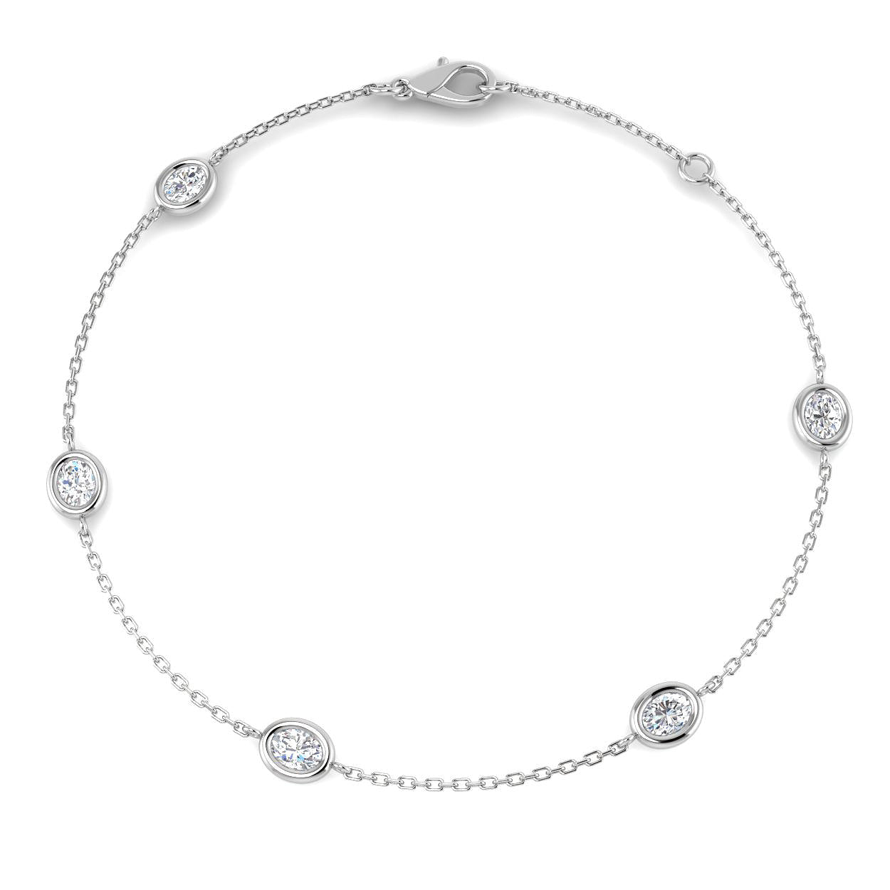 9ct White Gold 0.75ct Laboratory Grown CVD Bracelet