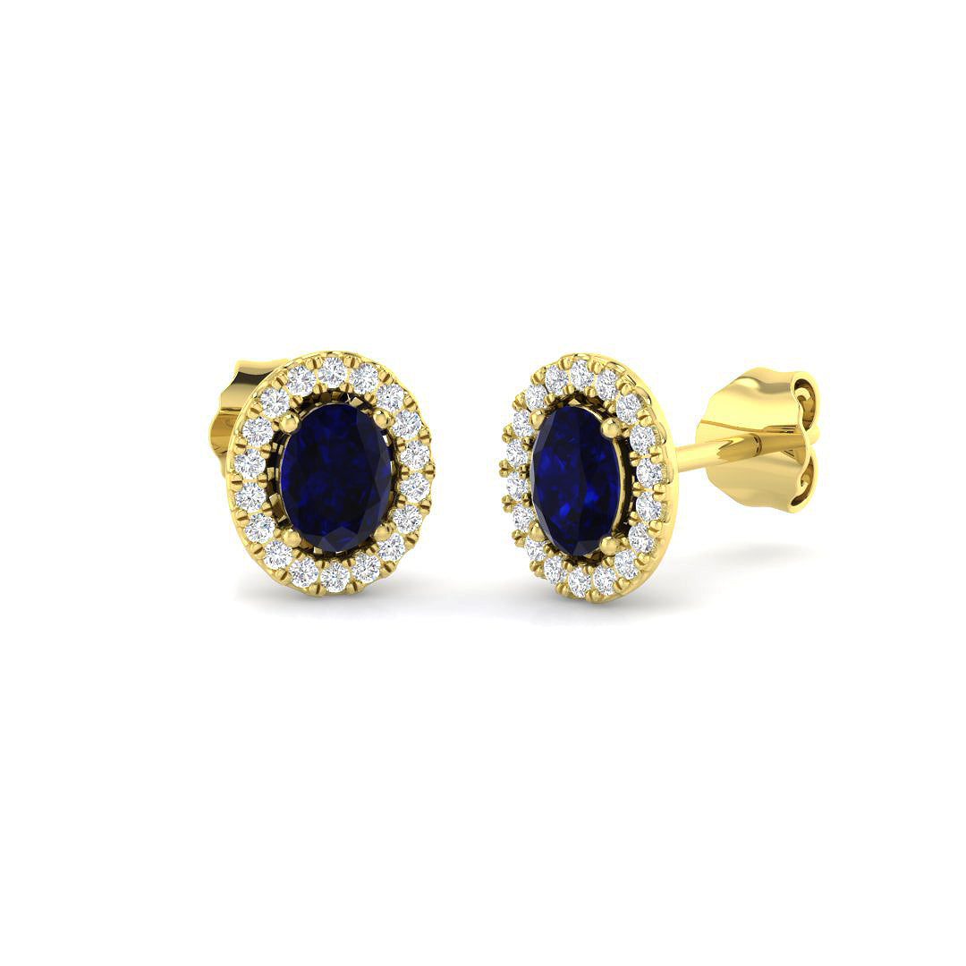 9ct Yellow Gold 0.89ct Blue Sapphire Earrings