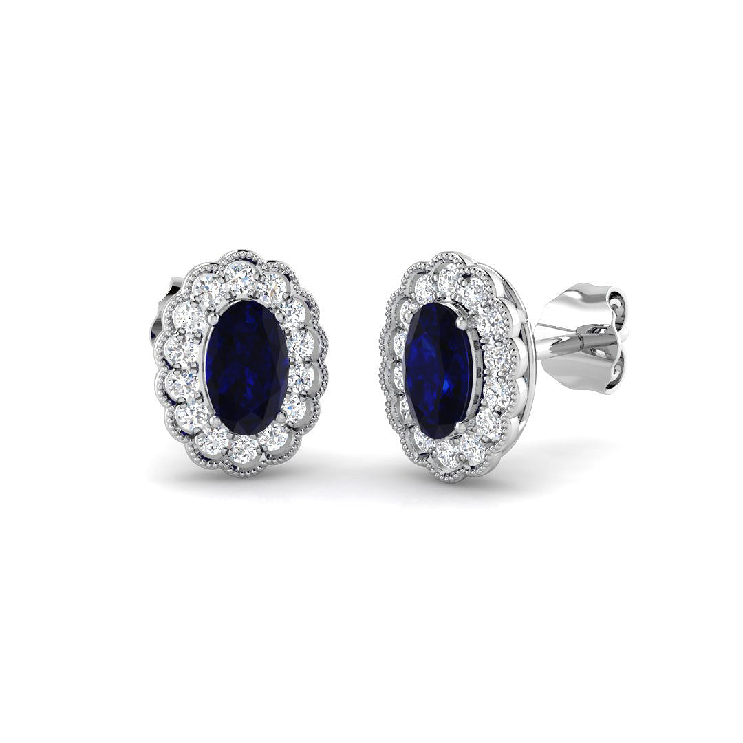 9ct White Gold 1.17ct Blue Sapphire Earrings