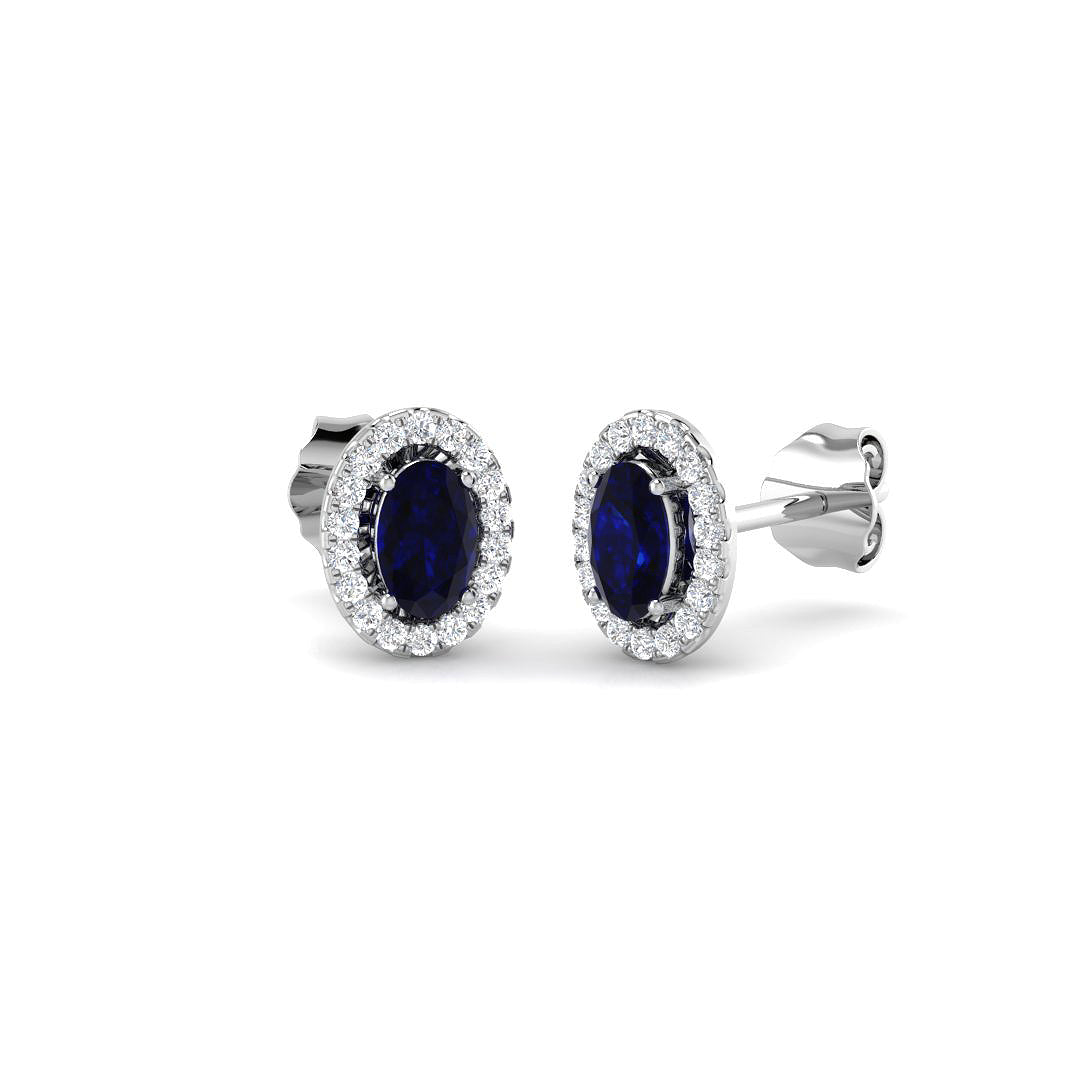 9ct White Gold 0.82ct Blue Sapphire Earrings