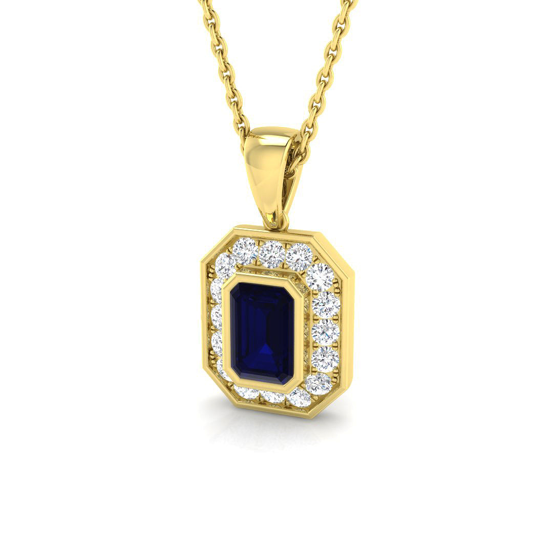 9ct Yellow Gold 0.82ct Blue Sapphire Pendant