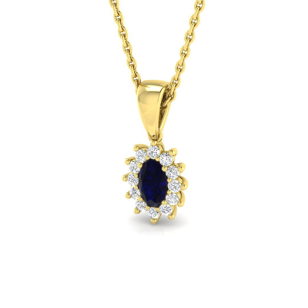 9ct Yellow Gold 0.42ct Blue Sapphire Pendant