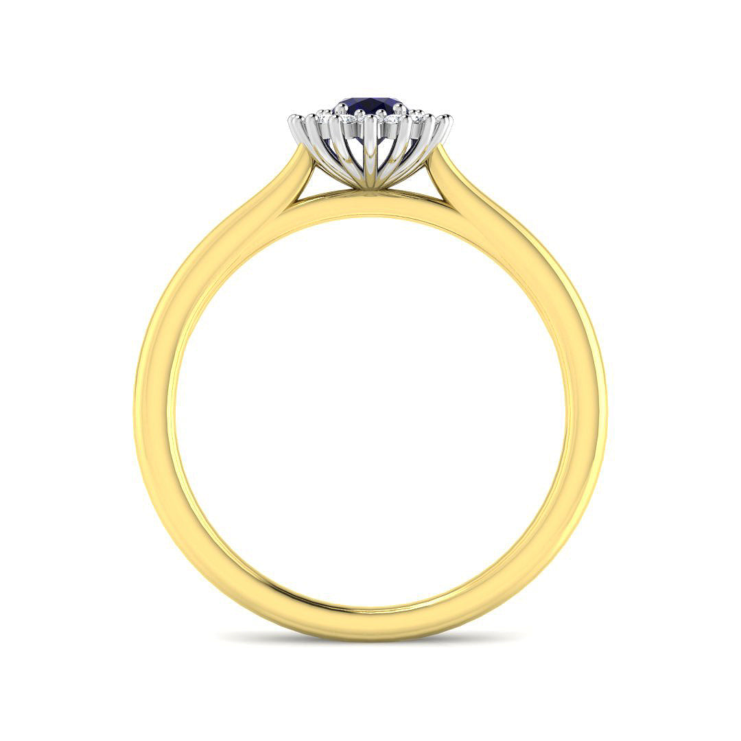 9ct Two-Tone Gold 0.54ct Blue Sapphire Ring
