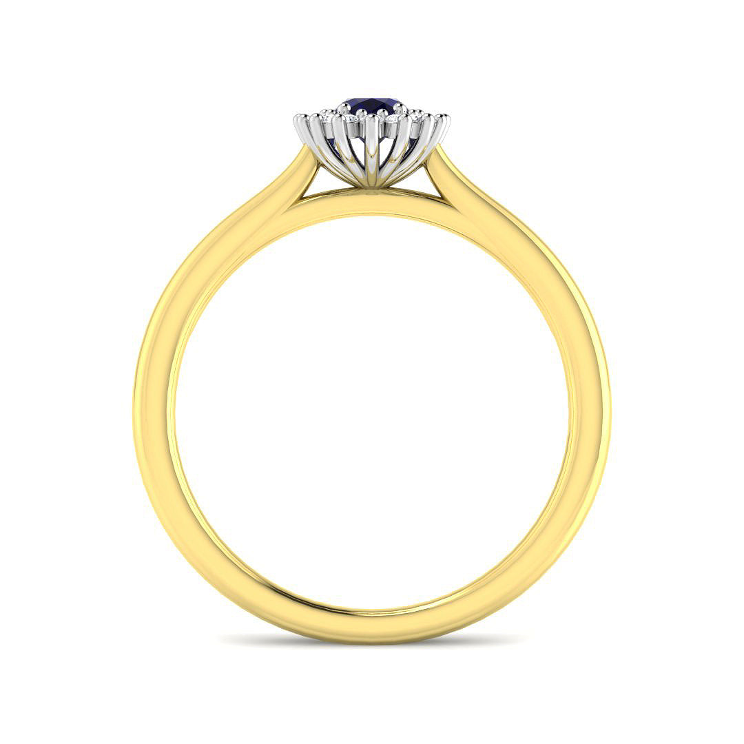 9ct Two-Tone Gold 0.46ct Blue Sapphire Ring