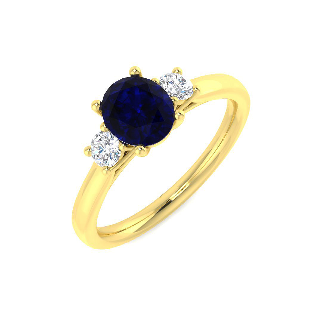 9ct Yellow Gold 1.08ct Blue Sapphire Ring