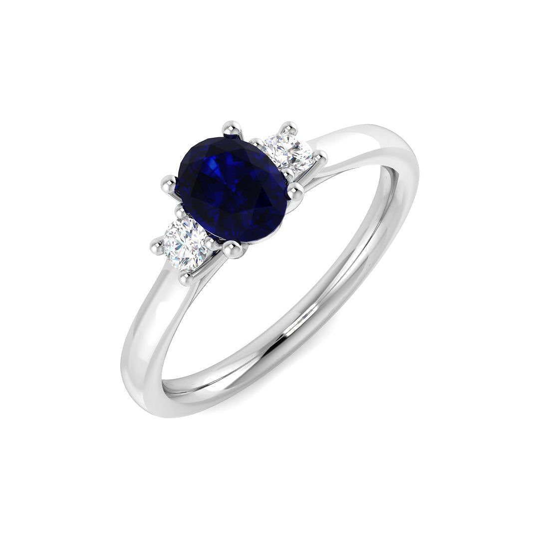 9ct White Gold 0.92ct Blue Sapphire Ring