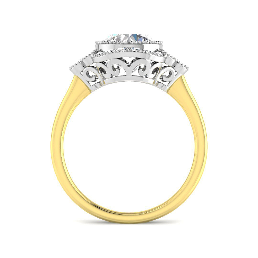 9ct Two-Tone Gold 2.41ct E VVS2 Laboratory Grown Cvd Old Cut Ring