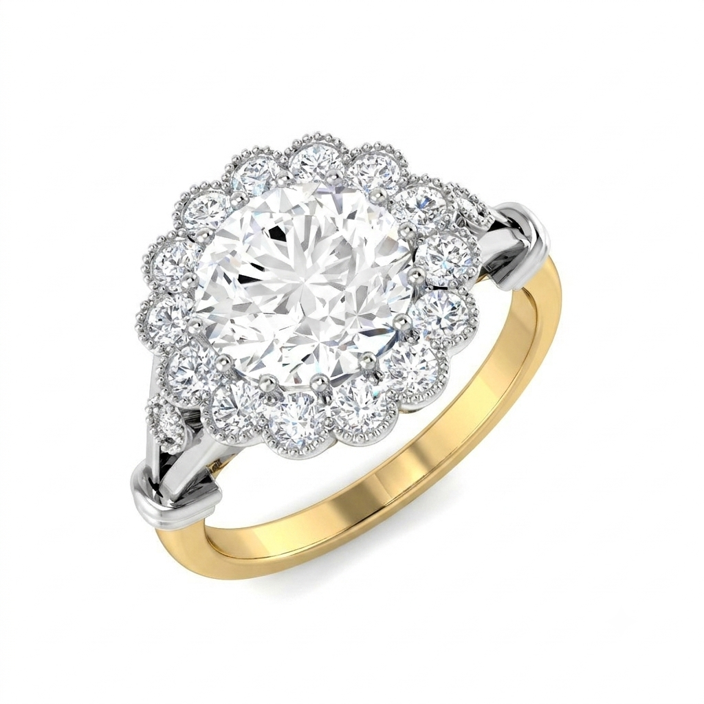 9ct Two-Tone Gold 3.62ct E VS1 Laboratory Grown Cvd Old Cut Ring