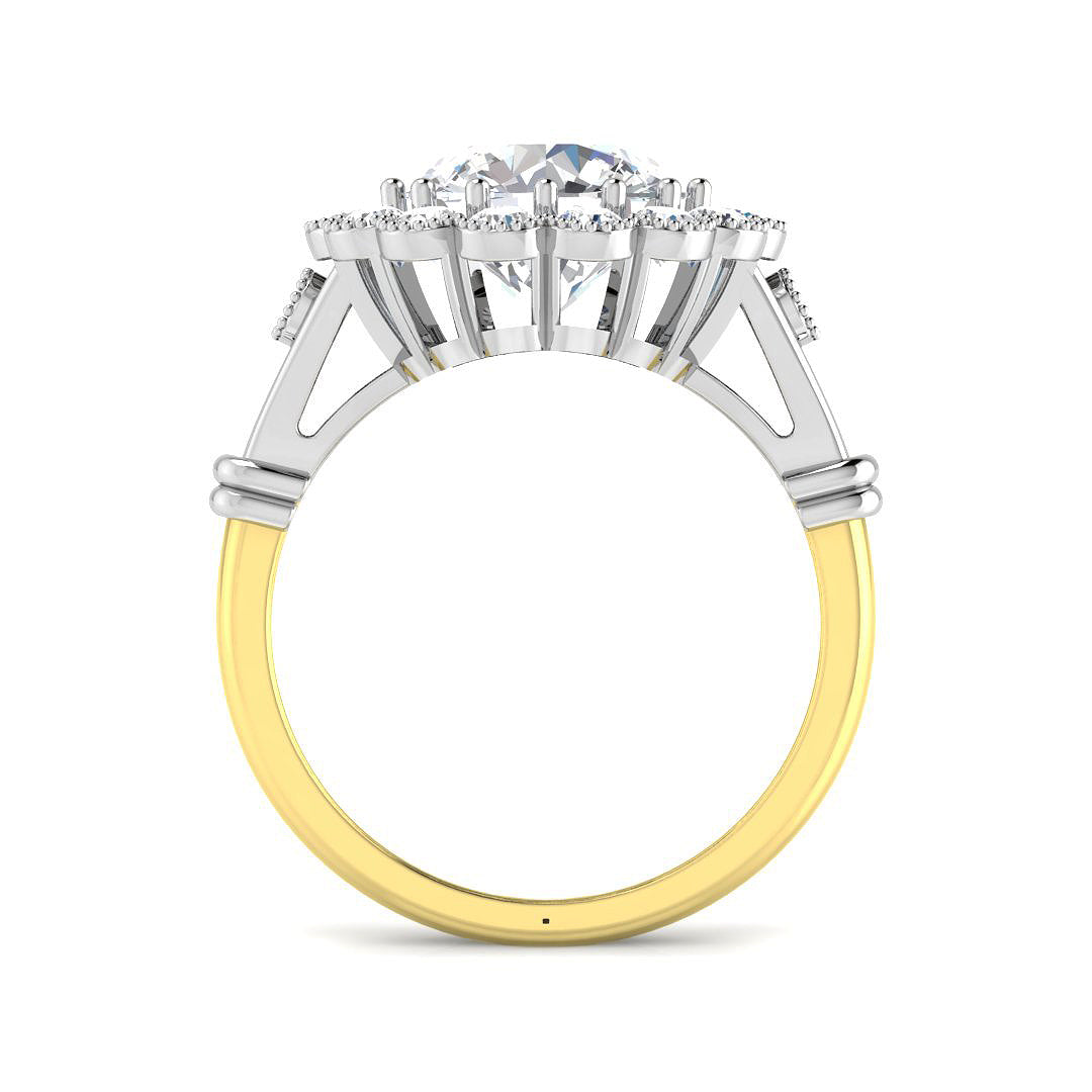 9ct Two-Tone Gold 3.62ct E VS1 Laboratory Grown Cvd Old Cut Ring