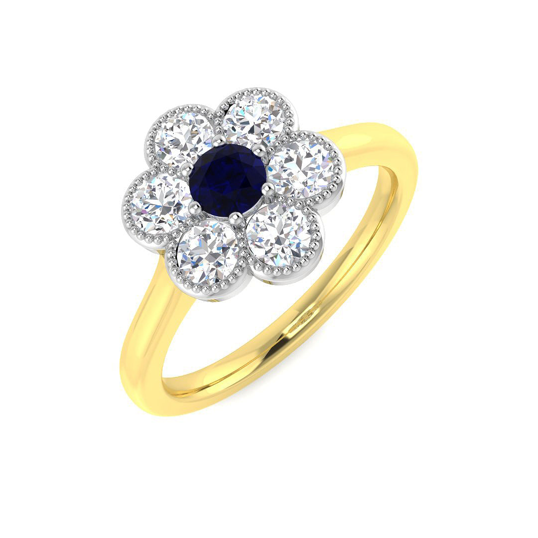 9ct Yellow Gold 0.77ct Blue Sapphire Ring