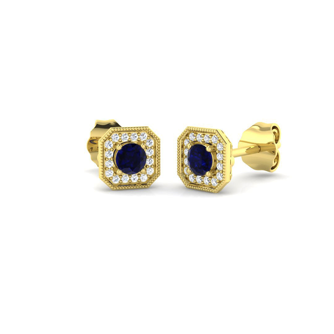 9ct Yellow Gold 0.32ct Blue Sapphire Earrings