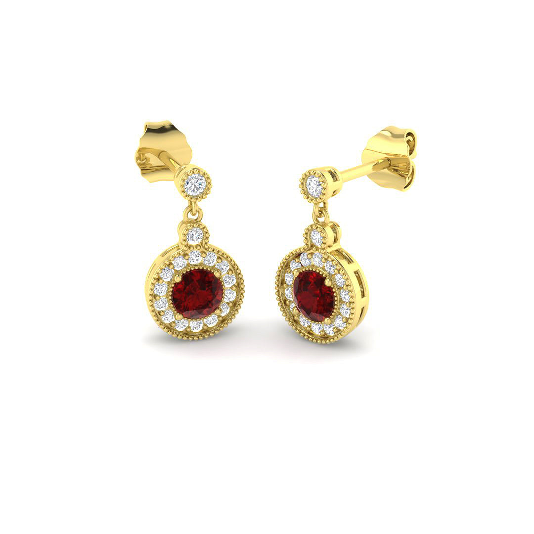 9ct Yellow Gold 0.87ct Ruby Earrings