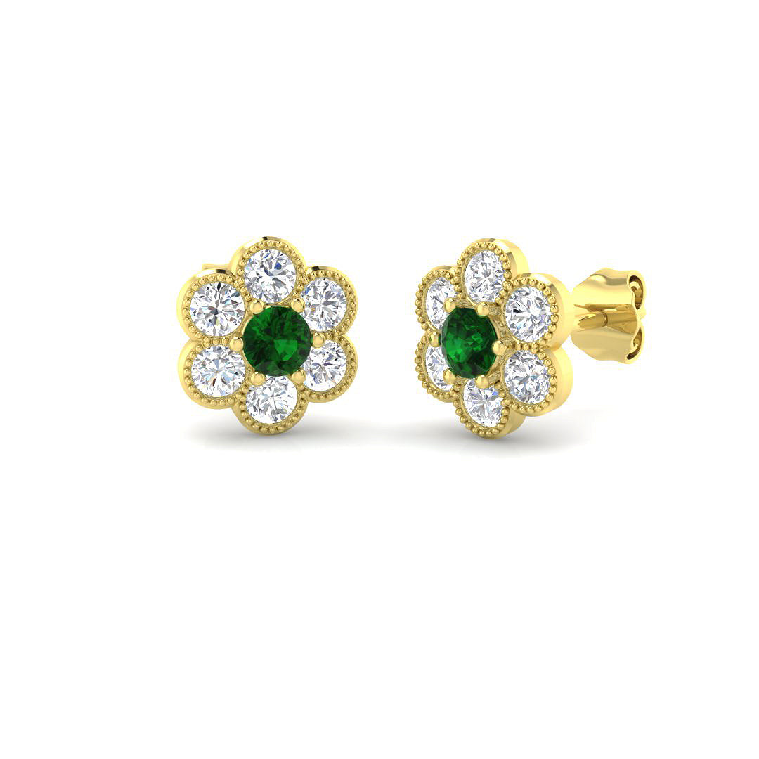 9ct Yellow Gold 1.25ct Emerald Earrings
