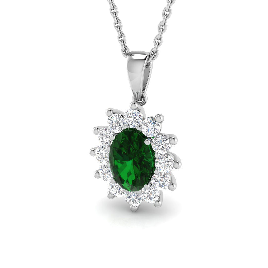 9ct White Gold 0.99ct Emerald Pendant