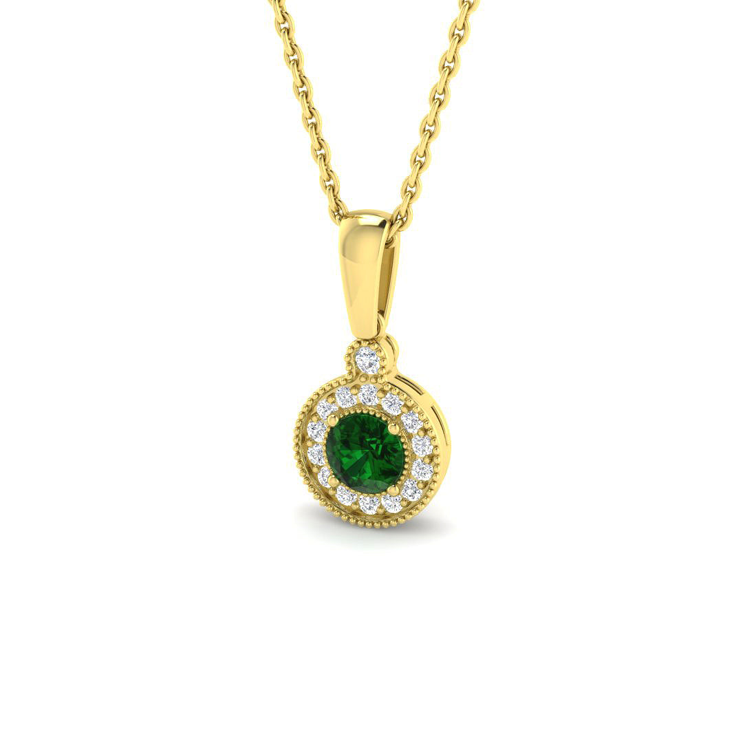 9ct Yellow Gold 0.38ct Emerald Pendant
