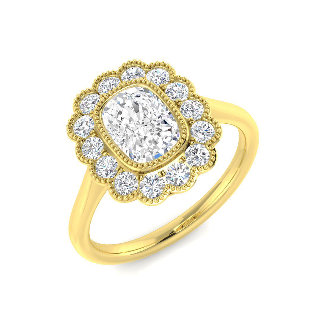 9ct Yellow Gold 1.54ct D VS2 Laboratory Grown Cvd Old Cut Ring