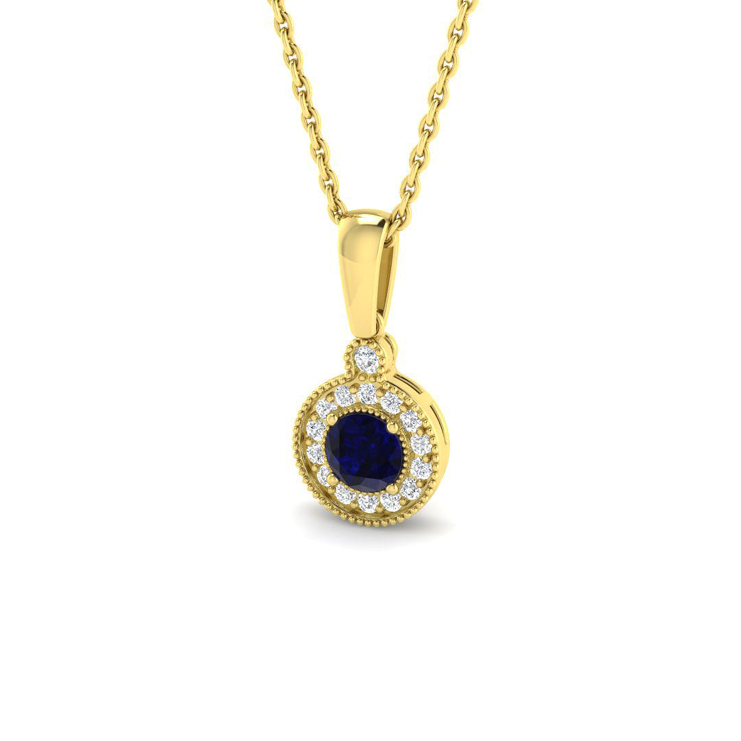 9ct Yellow Gold 0.41ct Blue Sapphire Pendant