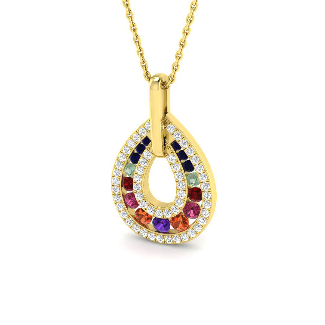 9ct Yellow Gold 0.86ct Multi Sapphire Pendant