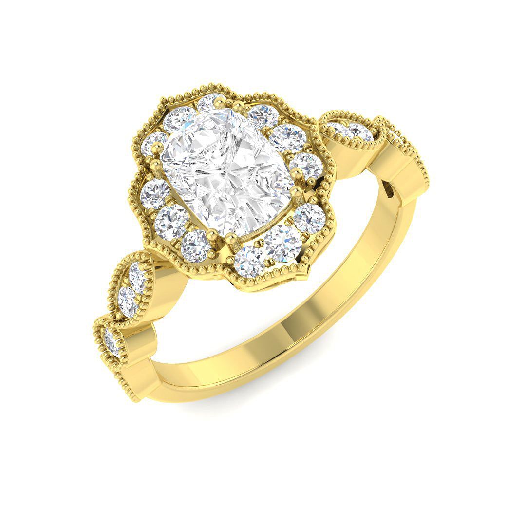 9ct Yellow Gold 1.50ct E VS1 Laboratory Grown Cvd Old Cut Ring