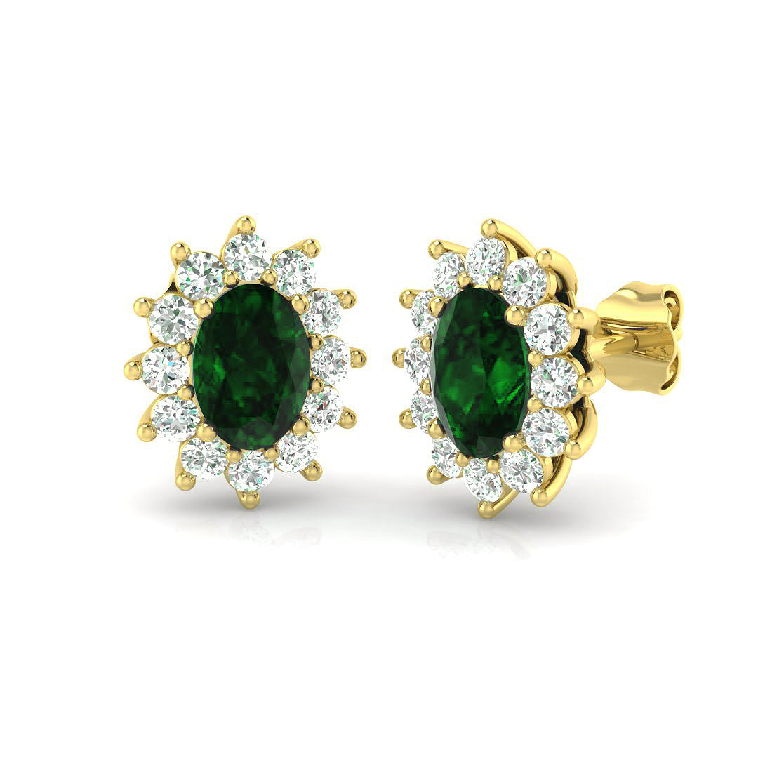 9ct Yellow Gold 2.30ct Emerald Earrings