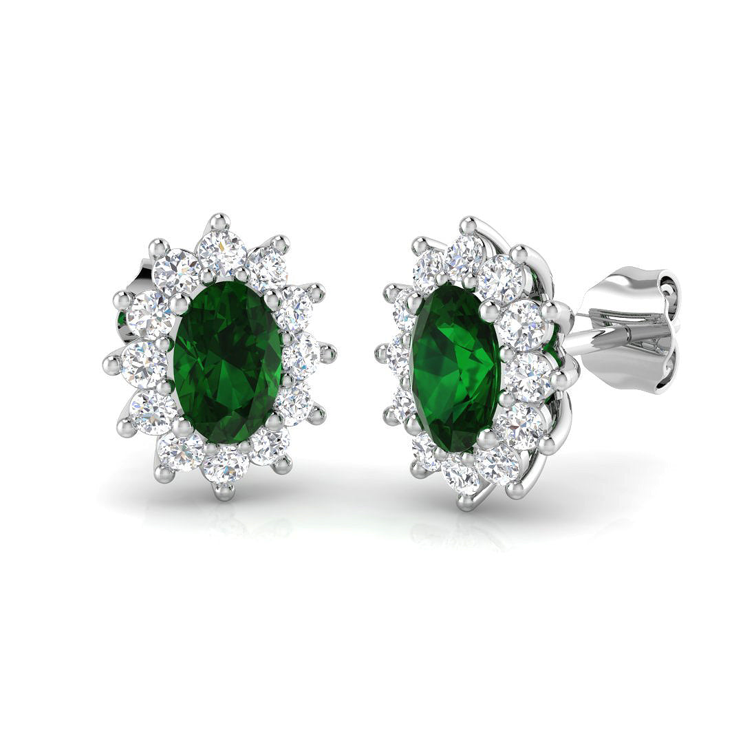 18ct White Gold 1.20ct Emerald Earrings