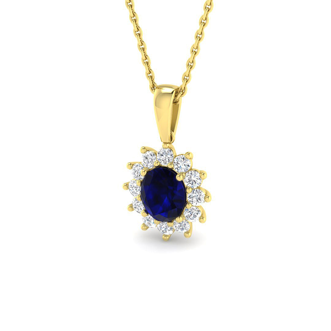 9ct Yellow Gold 1.01ct Blue Sapphire Pendant