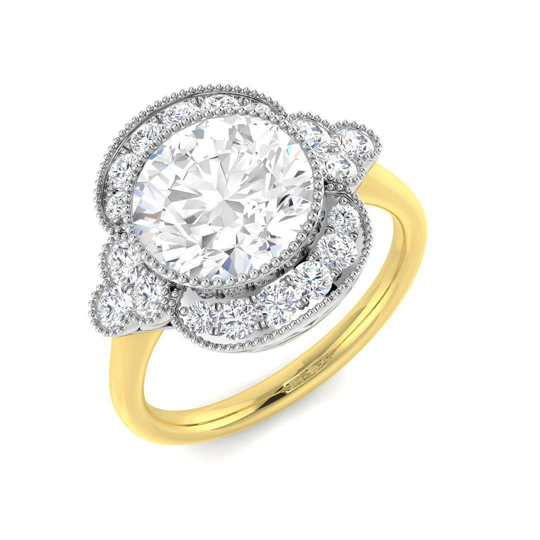 9ct Two-Tone Gold 3.49ct E VVS2 Laboratory Grown Cvd Old Cut Ring
