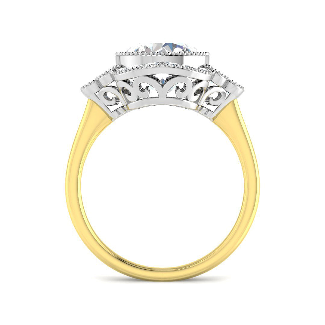 9ct Two-Tone Gold 3.49ct E VVS2 Laboratory Grown Cvd Old Cut Ring