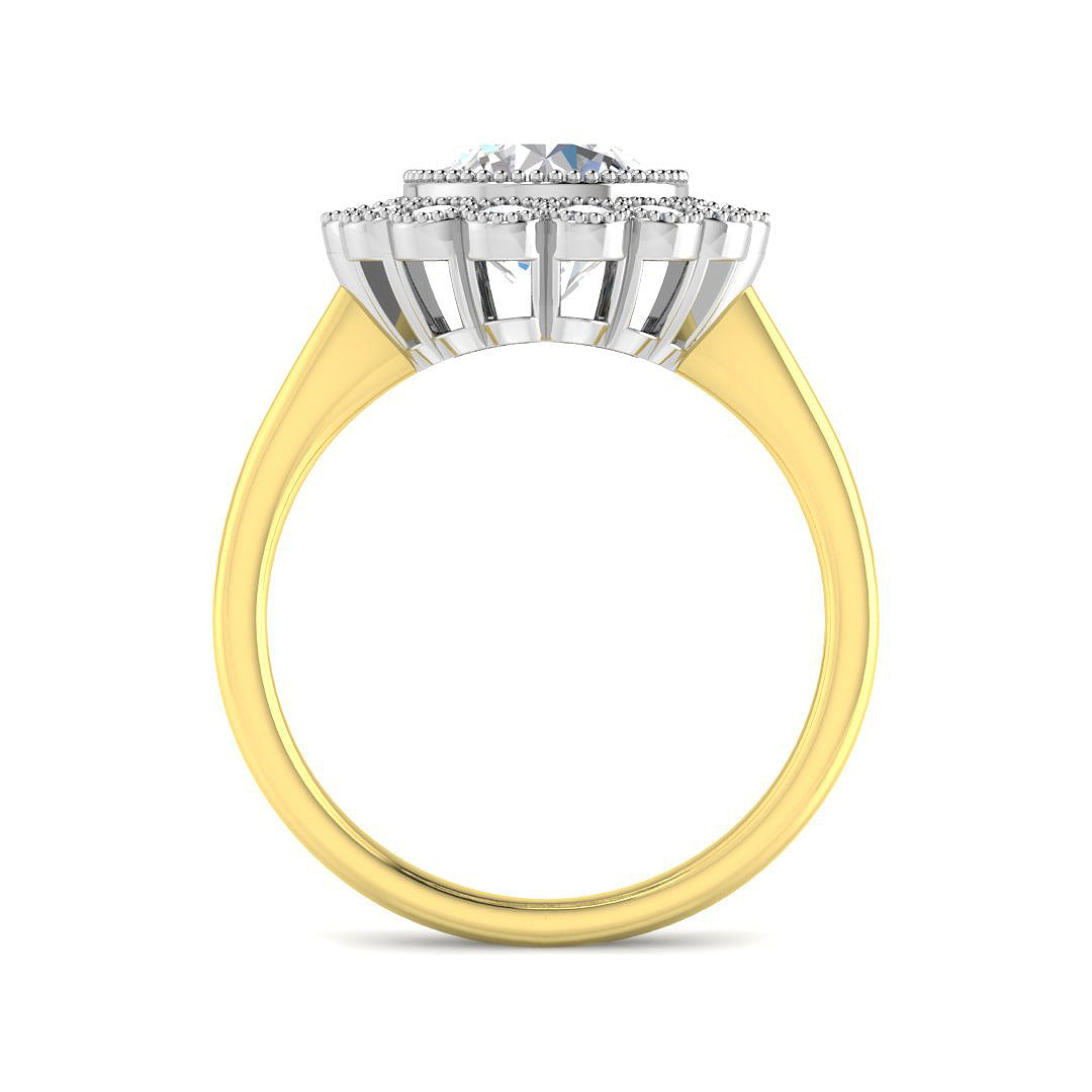 9ct Two-Tone Gold 2.48ct E VVS2 Laboratory Grown Cvd Old Cut Ring