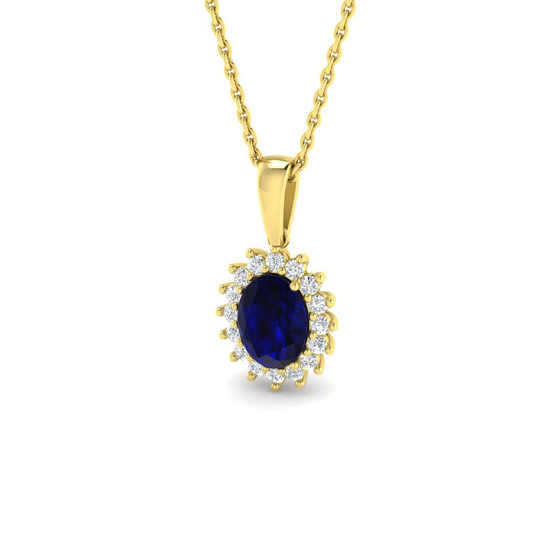 9ct Yellow Gold 1.16ct Blue Sapphire Pendant