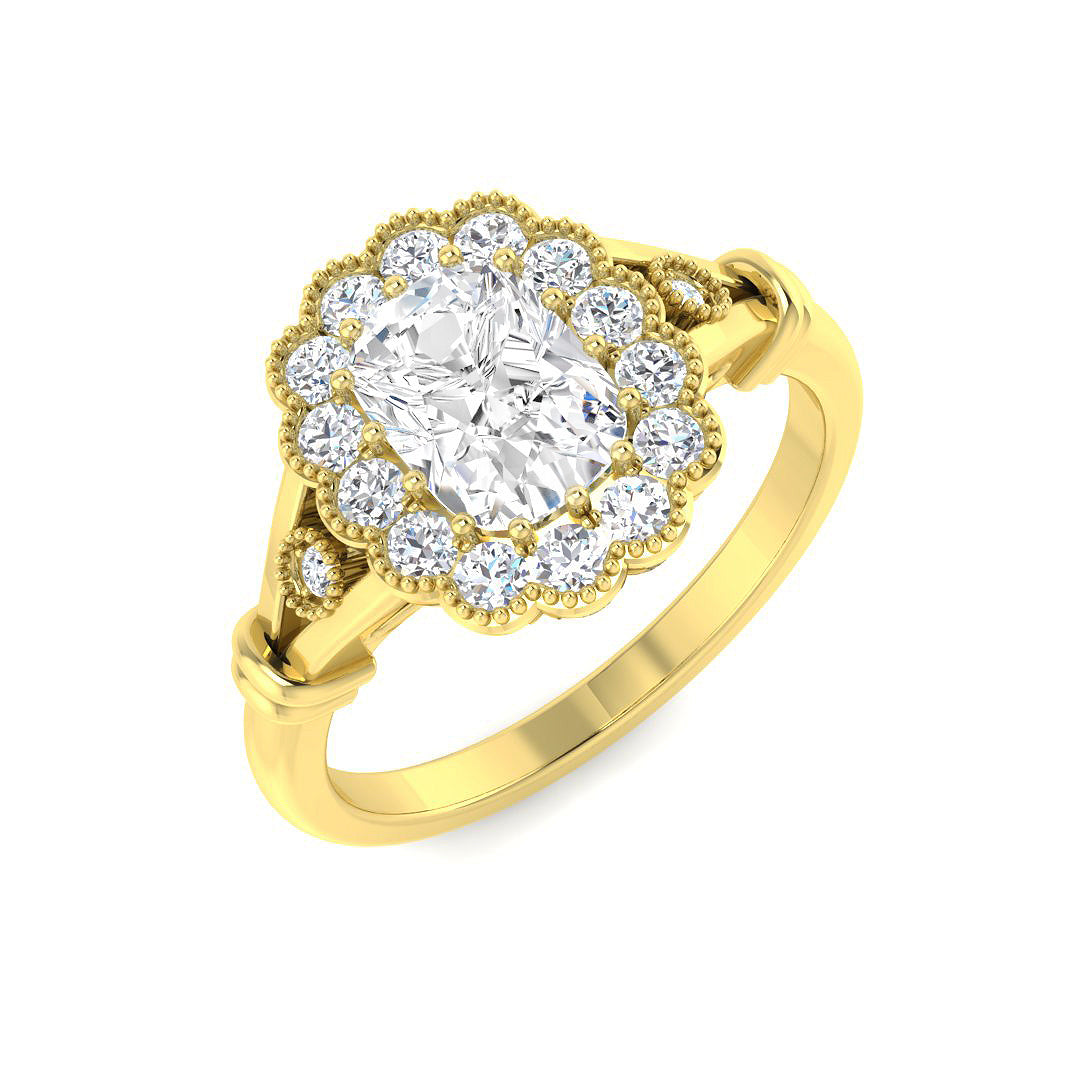 9ct Yellow Gold 1.45ct E VVS2 Laboratory Grown Cvd Old Cut Ring