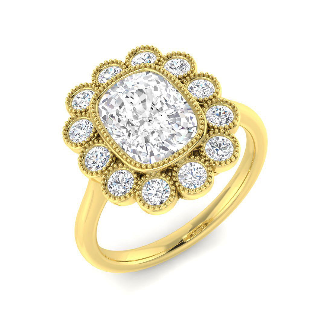 9ct Yellow Gold 2.68ct E VVS2 Laboratory Grown Cvd Old Cut Ring