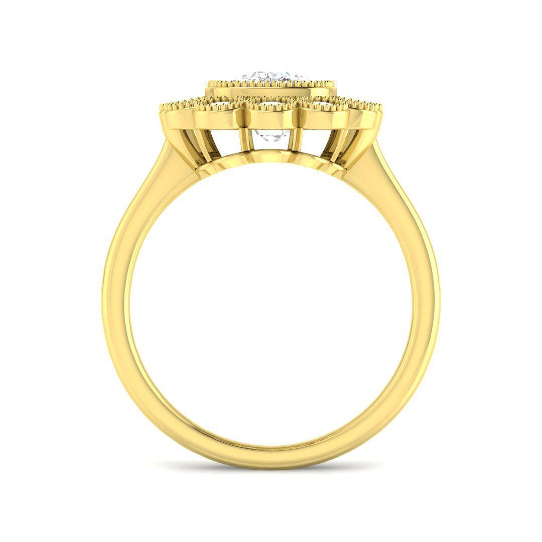 9ct Yellow Gold 2.73ct E VVS2 Laboratory Grown Cvd Old Cut Ring