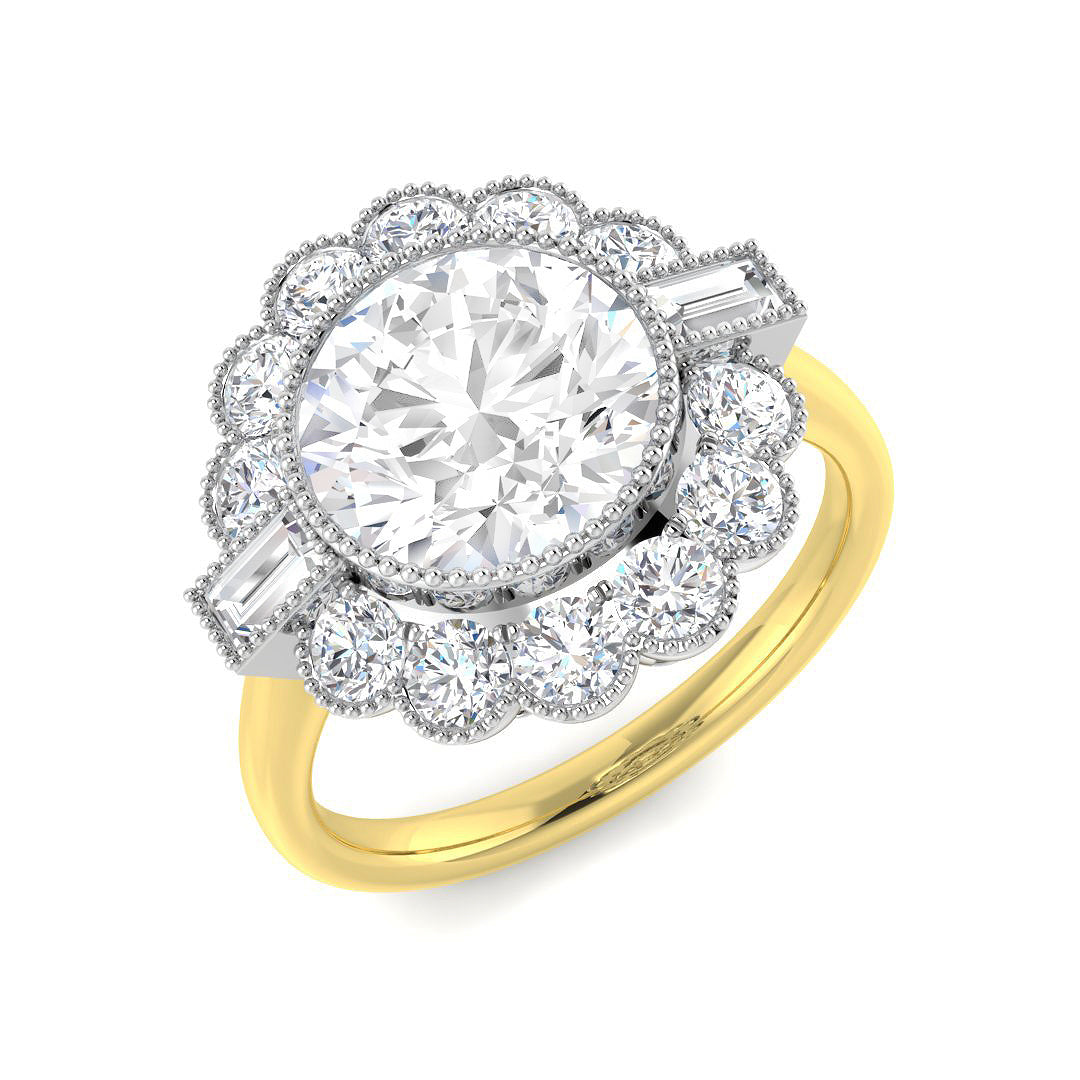 9ct Two-Tone Gold 4.03ct E VVS2 Laboratory Grown Cvd Old Cut Ring