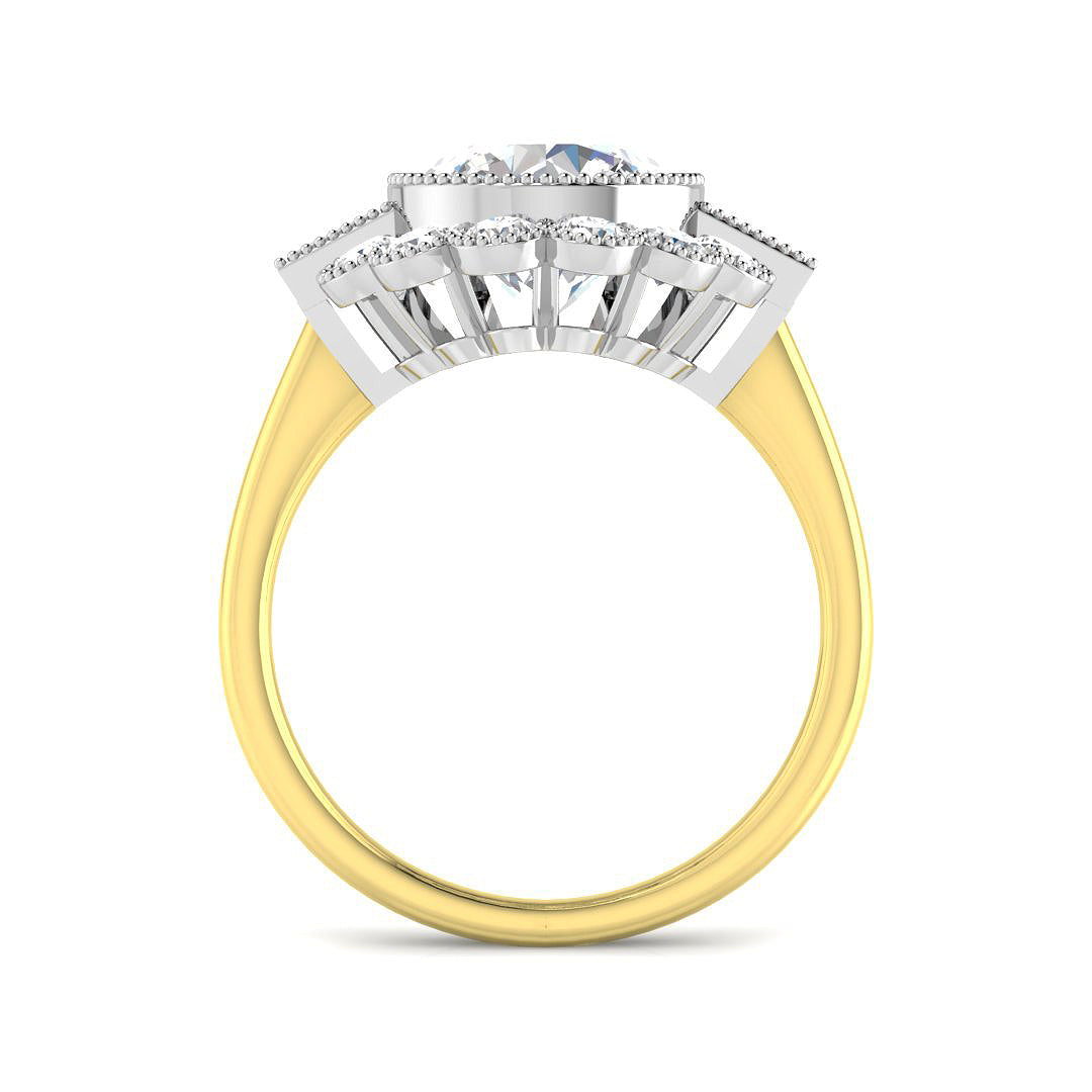 9ct Two-Tone Gold 4.03ct E VVS2 Laboratory Grown Cvd Old Cut Ring