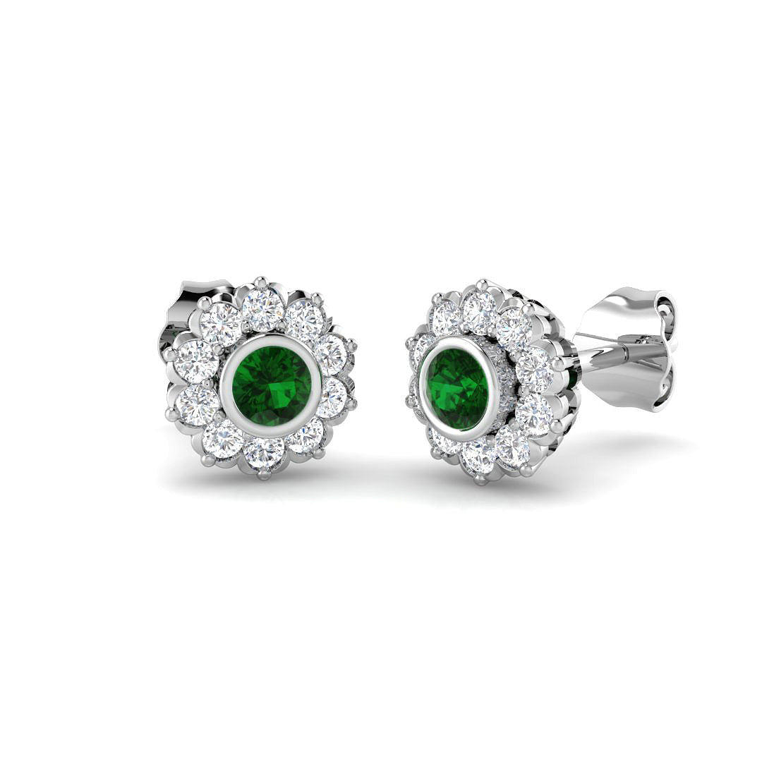 9ct White Gold 0.51ct Emerald Earrings