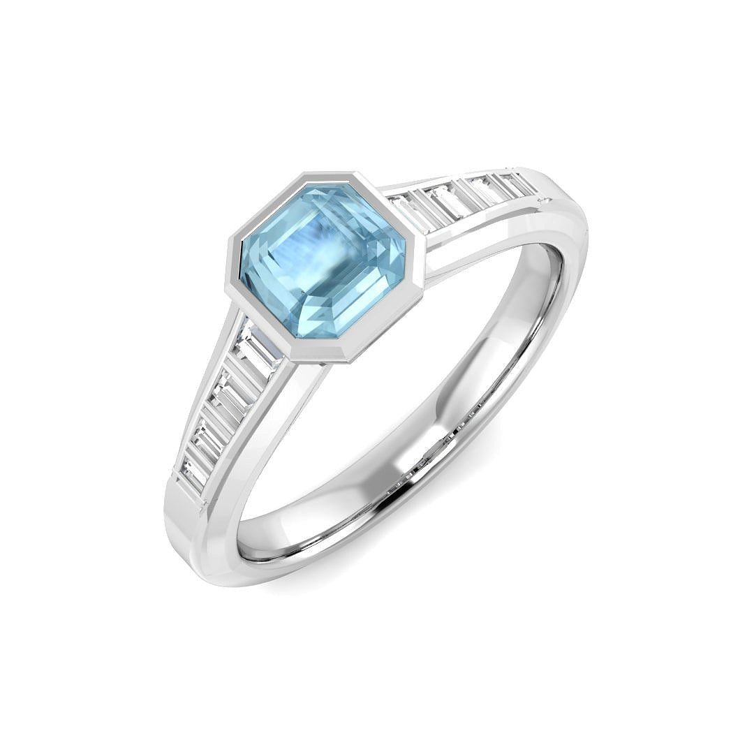 9ct White Gold 0.63ct Aquamarine Ring