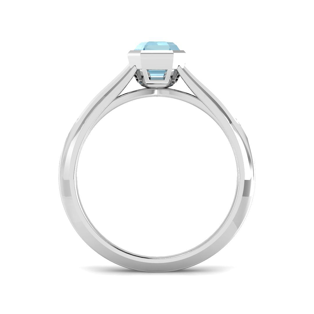 9ct White Gold 0.63ct Aquamarine Ring