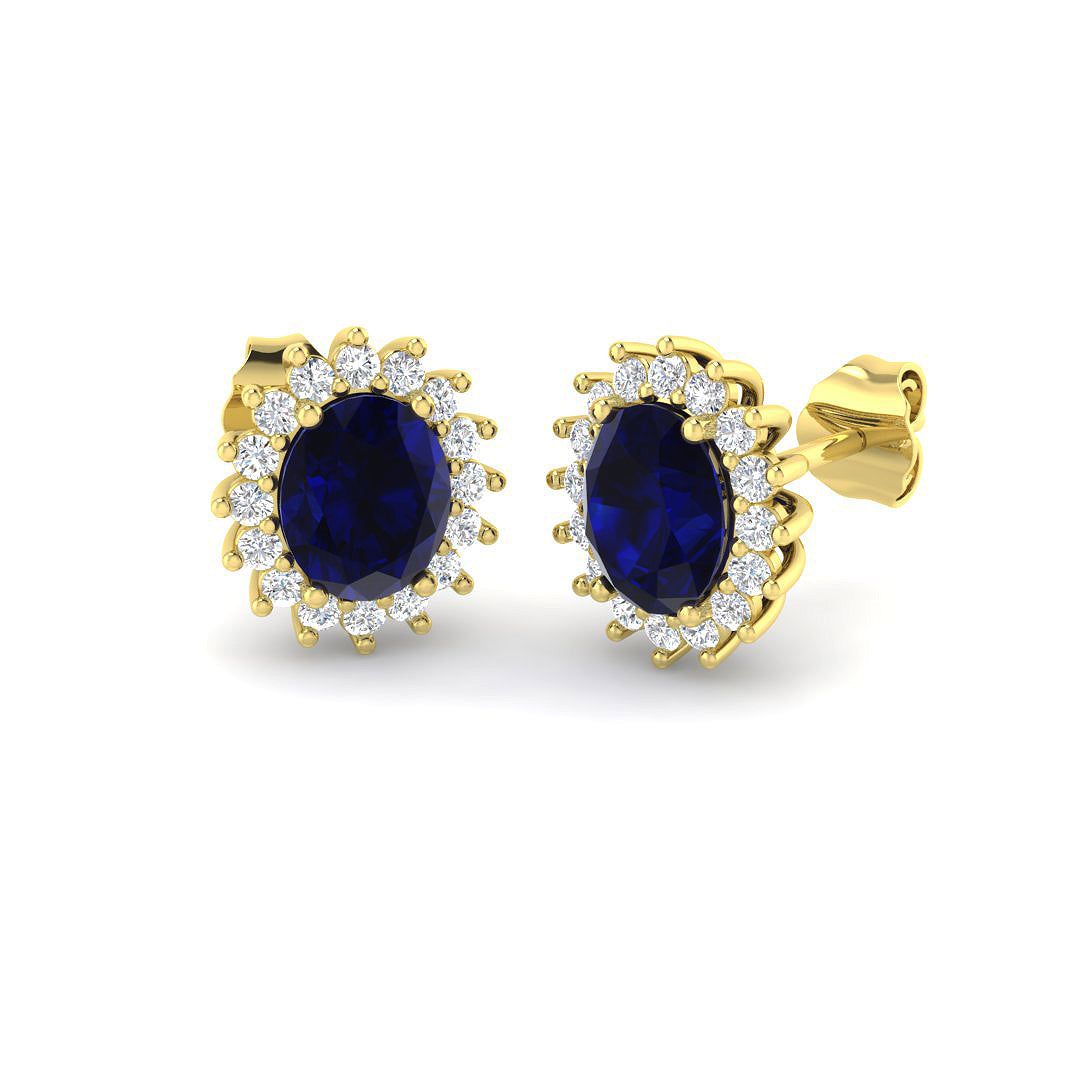9ct Yellow Gold 2.92ct Blue Sapphire Earrings