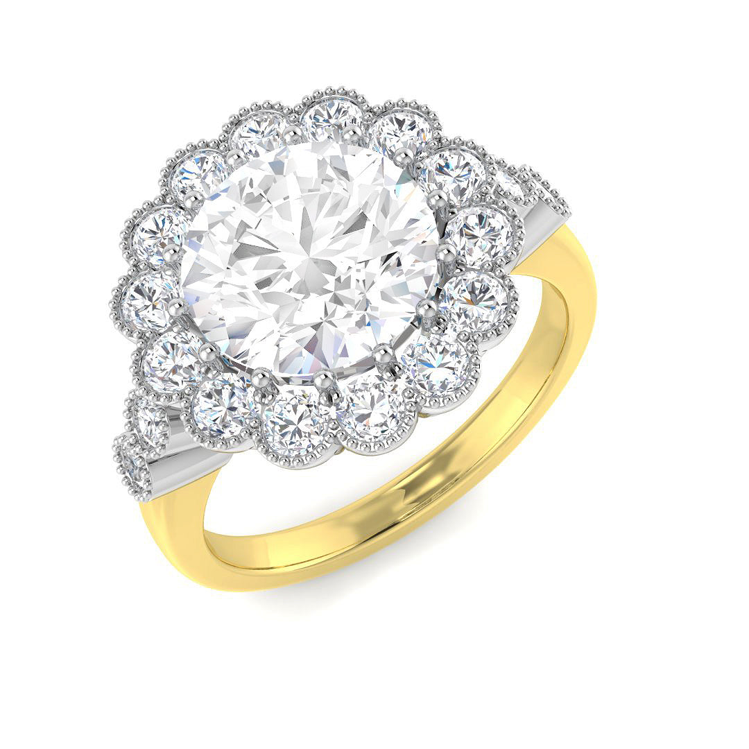 9ct Two-Tone Gold 3.94ct F VVS2 Laboratory Grown Cvd Old Cut Ring