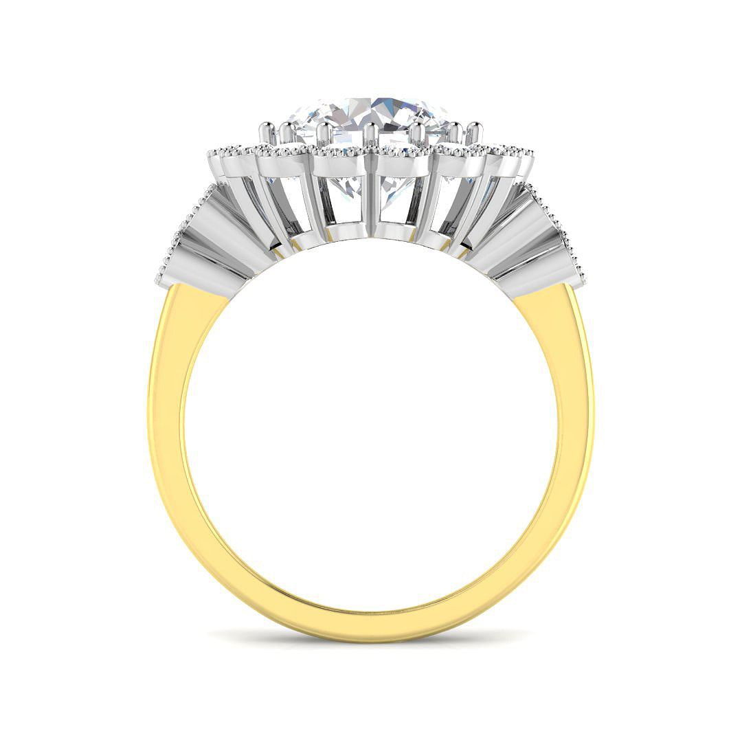 9ct Two-Tone Gold 3.94ct F VVS2 Laboratory Grown Cvd Old Cut Ring