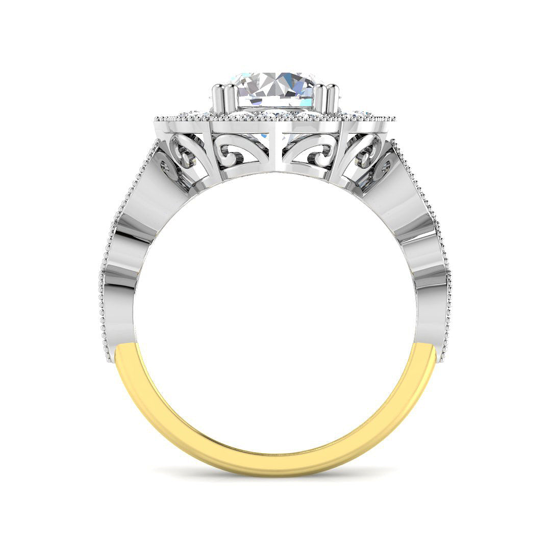 9ct Two-Tone Gold 2.64ct D VVS2 Laboratory Grown Cvd Old Cut Ring
