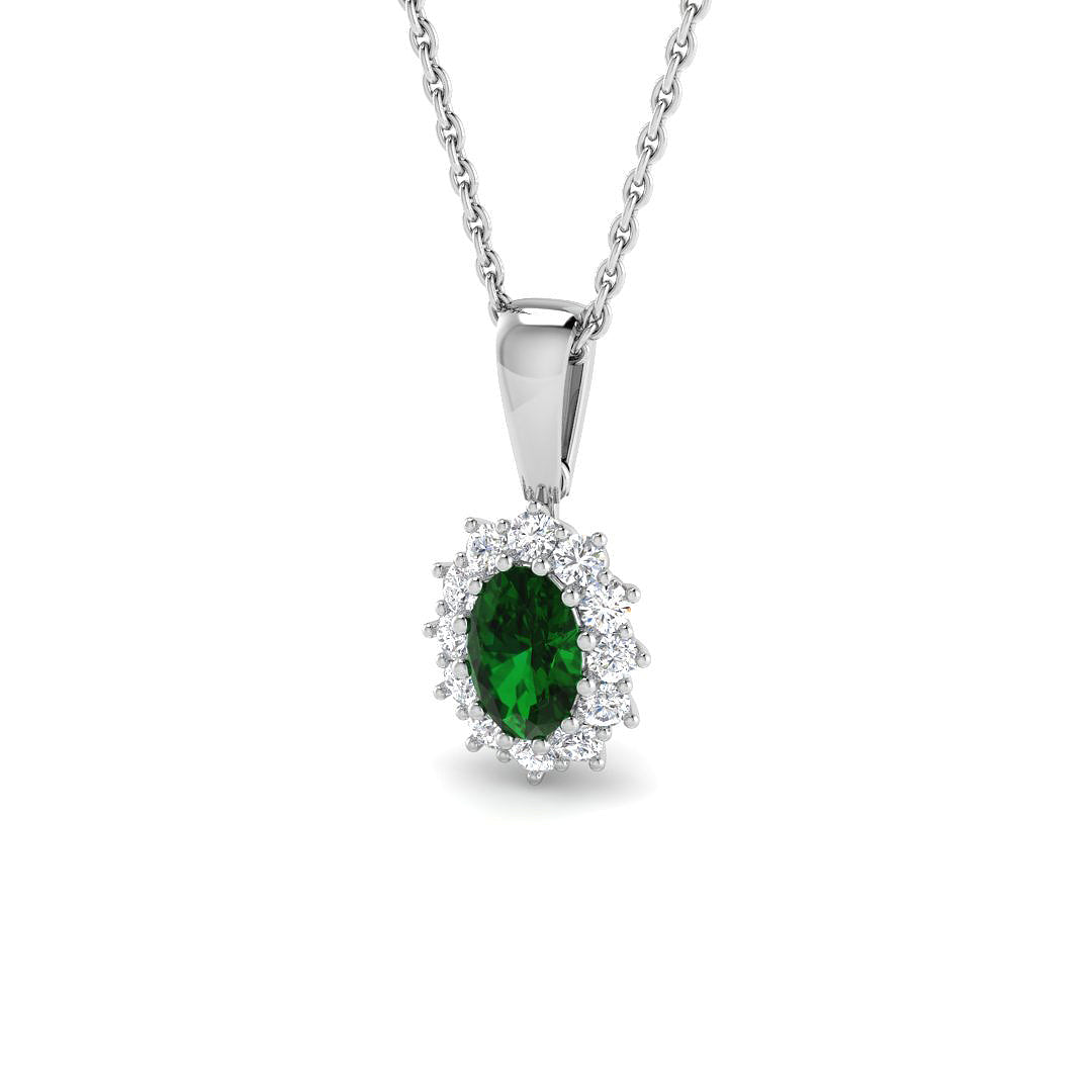 9ct White Gold 0.62ct Emerald Pendant