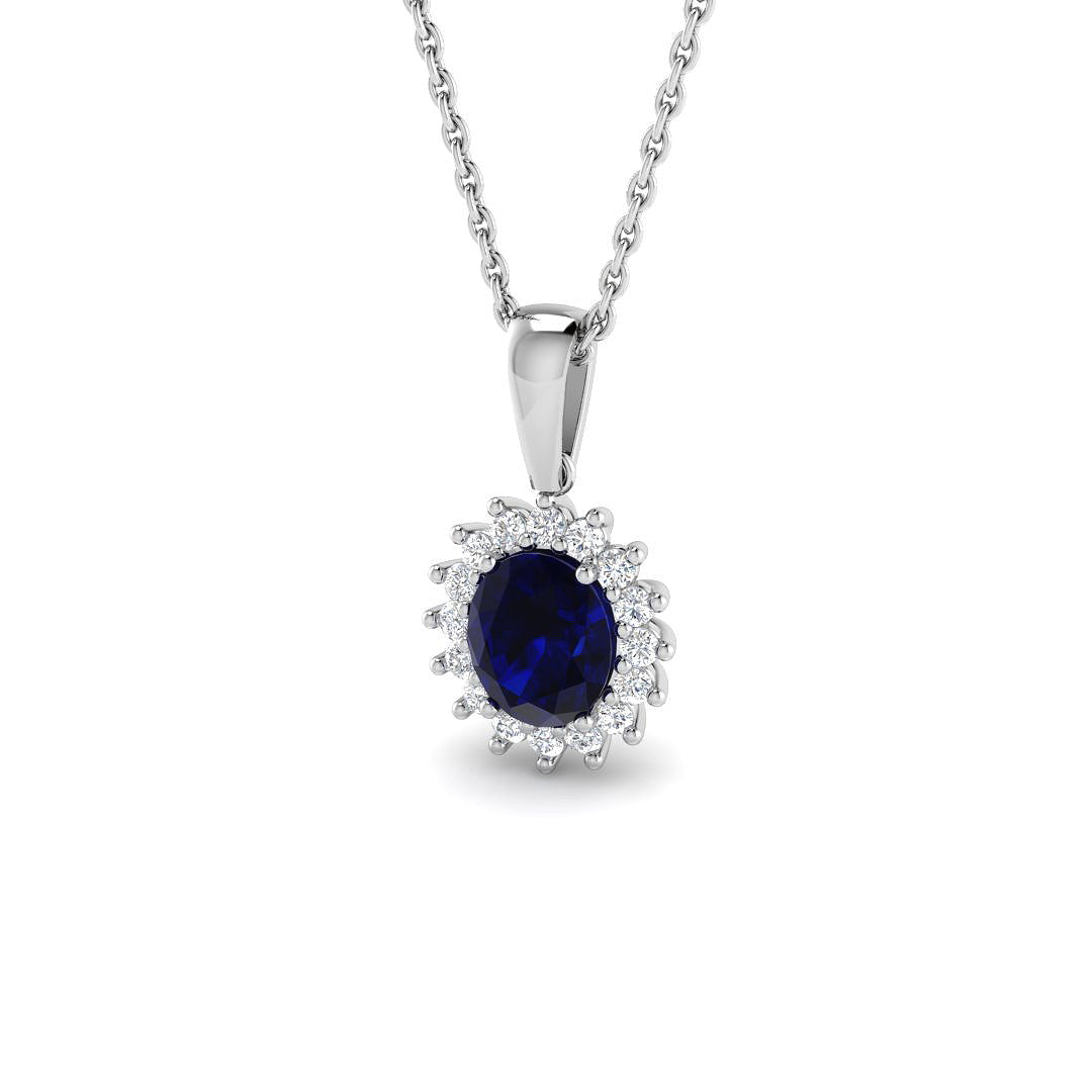 9ct White Gold 1.05ct Blue Sapphire Pendant