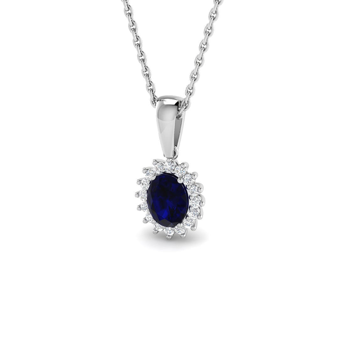 9ct White Gold 0.54ct Blue Sapphire Pendant