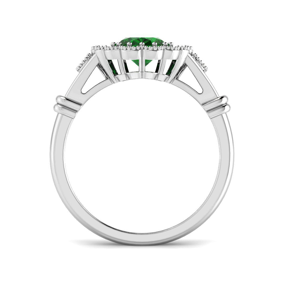 9ct White Gold 1.74ct Laboratory Grown Lab Columbian Emerald Ring