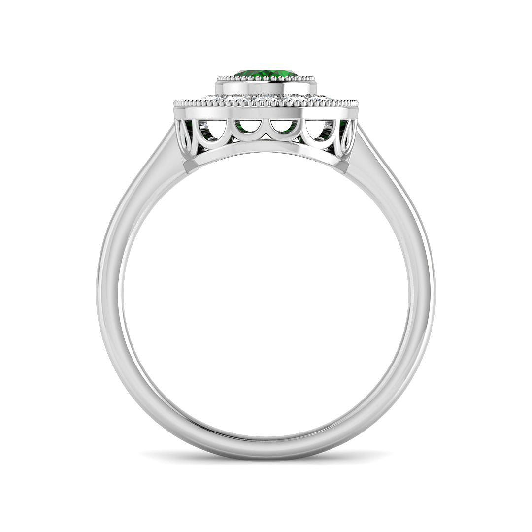 9ct White Gold 1.10ct Laboratory Grown Lab Columbian Emerald Ring