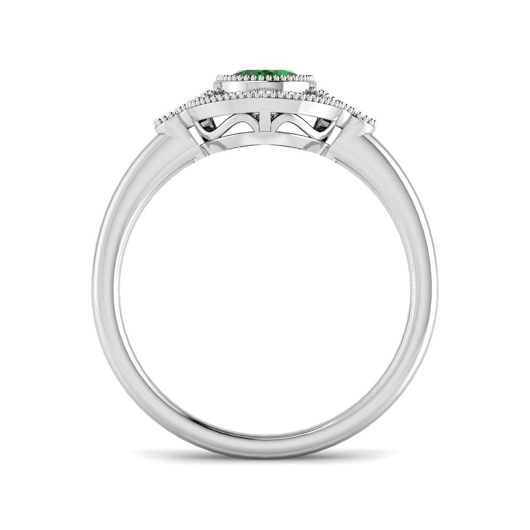 9ct White Gold 1.08ct Laboratory Grown Lab Columbian Emerald Ring